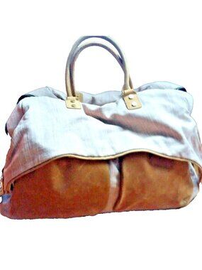 Anthropologie Jesslyn Blake Seaport leather canvas large bag tote weekender